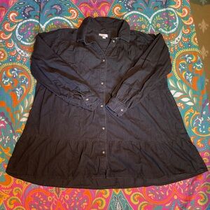 Top shop Black washed denim Oversized button down mini dress